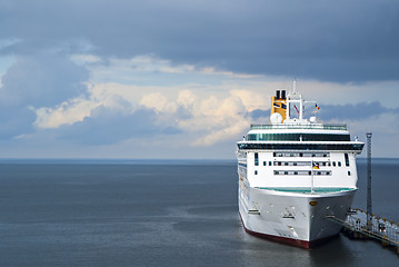 Image showing White ferryboat in sea port