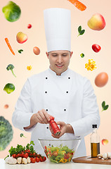 Image showing happy male chef cook cooking food