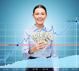 Image showing businesswoman with dollar cash money