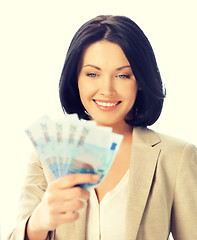 Image showing lovely woman with euro cash money