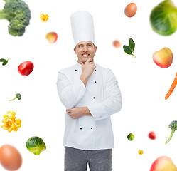 Image showing happy male chef cook thinking