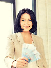 Image showing lovely woman with euro cash money