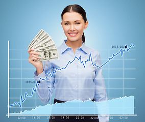 Image showing businesswoman with dollar cash money