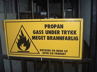 Image showing Warning sign, propane gas under pressure