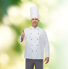 Image showing happy male chef cook showing thumbs up