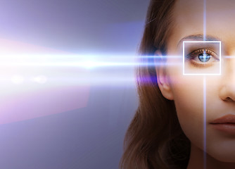 Image showing woman eye with laser correction frame