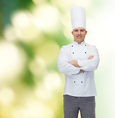 Image showing happy male chef cook with crossed hands