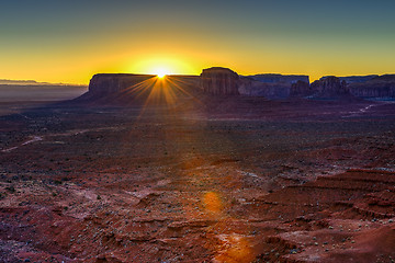 Image showing sunrise at monument valley, navajo nation, az