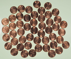 Image showing Dollar coins 1 cent wheat penny cent