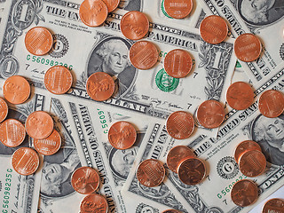 Image showing Dollar coins and notes