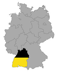 Image showing Map of Germany with flag of Baden-Wuerttemberg