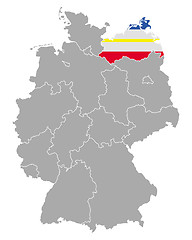 Image showing Map of Germany with flag of Mecklenburg-Vorpommern