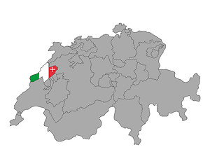 Image showing Map of Switzerland with flag of Neuchatel