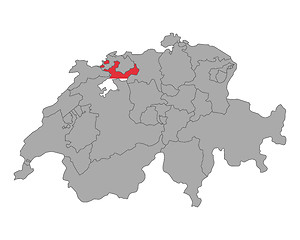 Image showing Map of Switzerland with flag of Solothurn