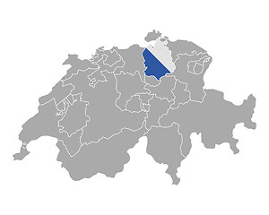 Image showing Map of Switzerland with flag of Zuerich