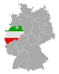 Image showing Map of Germany with flag of North Rhine-Westphalia