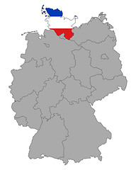 Image showing Map of Germany with flag of Schleswig-Holstein
