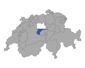 Image showing Map of Switzerland with flag of Luzern