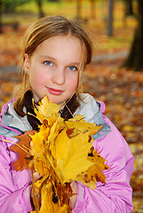 Image showing Girl with leaves