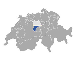 Image showing Map of Switzerland with flag of Luzern