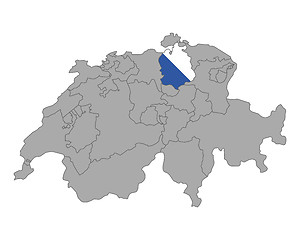 Image showing Map of Switzerland with flag of Zuerich