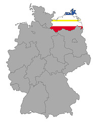 Image showing Map of Germany with flag of Mecklenburg-Vorpommern