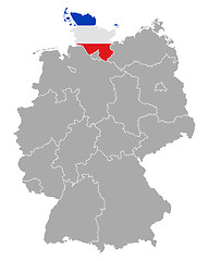 Image showing Map of Germany with flag of Schleswig-Holstein