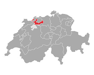 Image showing Map of Switzerland with flag of Solothurn