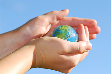 Image showing Hands globe