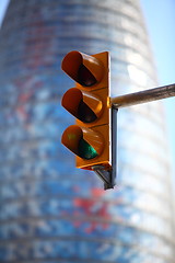 Image showing green traffic light in the city