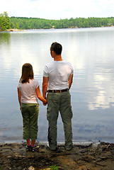 Image showing Father daughter lake