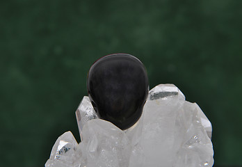 Image showing Obsidian on rock crystal