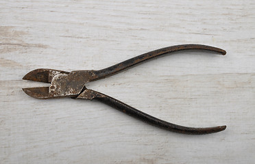 Image showing Diagonal pliers on wood