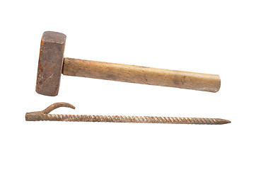 Image showing Sledge hammer and iron rod