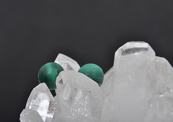 Image showing Malachite on rock crystal