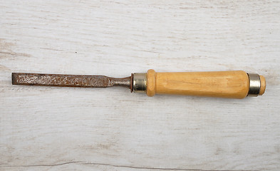 Image showing CHisel on wood