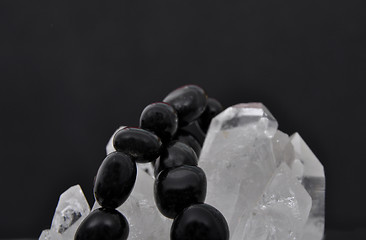 Image showing Obsidian on rock crystal