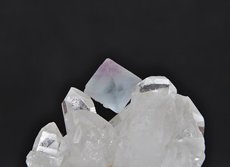 Image showing Fluorite on rock crystal