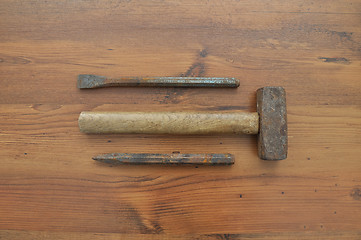 Image showing Hammer and chisel