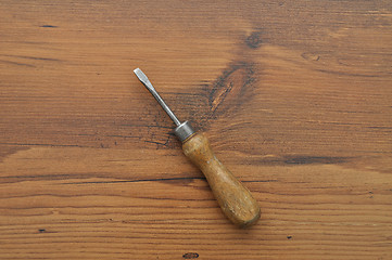 Image showing Screwdriver on wood