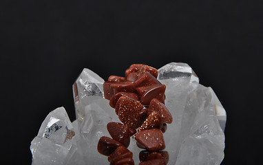 Image showing Goldstone on rock crystal