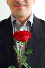 Image showing Man red rose