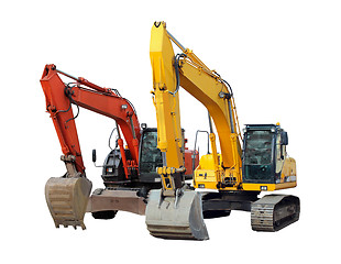 Image showing modern excavators isolated on the white