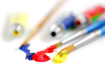 Image showing Primary colors paintbrush