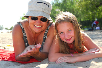 Image showing Family beach