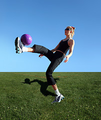 Image showing Exercising with the ball