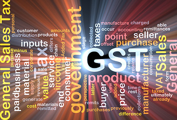 Image showing GST wordcloud concept illustration glowing