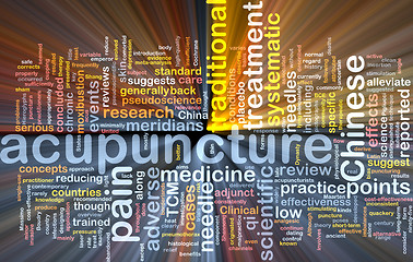 Image showing Acupuncture wordcloud concept illustration glowing