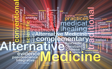 Image showing Alternative medicine wordcloud concept illustration glowing