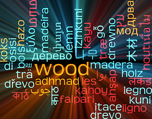 Image showing mwc-wood04_jpgWood multilanguage wordcloud background concept gl